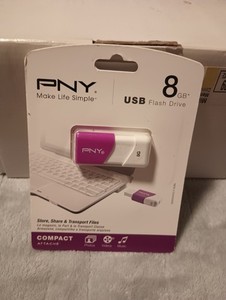 PNY Small Purple White 8GB USB Flash Drive Compact Attache 2.0