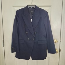 NWT 200 Banana Republic Women's Icon Blazer Stretch Cotton Jacket Navy Size 14