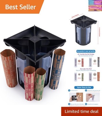 4-in-1 Coin Counter and Sorter Tube Set with Holder,Piggy Bank Penny Nickel D...