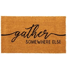 Fall Welcome Mat for Thanksgiving Front Door, Gather Somewhere Else, 17 x 30 In