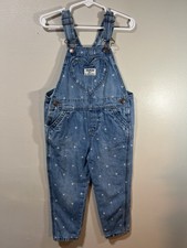 Oshkosh B'Gosh Children s Denim Overalls Light Pink Hearts Size 3T 100 Cotton