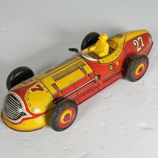 Louis Marx No. 27 Indy 500 Tin Litho Wind Up Race Car w/ Driver Toy Non Working