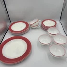 Vintage Pyrex “Pink Flamingo” 19 Pcs. Dinner Plates, Cups  Exc. Clean. Look