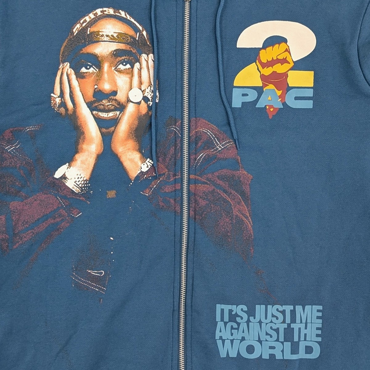 Tupac Shakur Mens Blue Steel 2PAC Graphic Zip Hoodie Sweatshirt | eBay