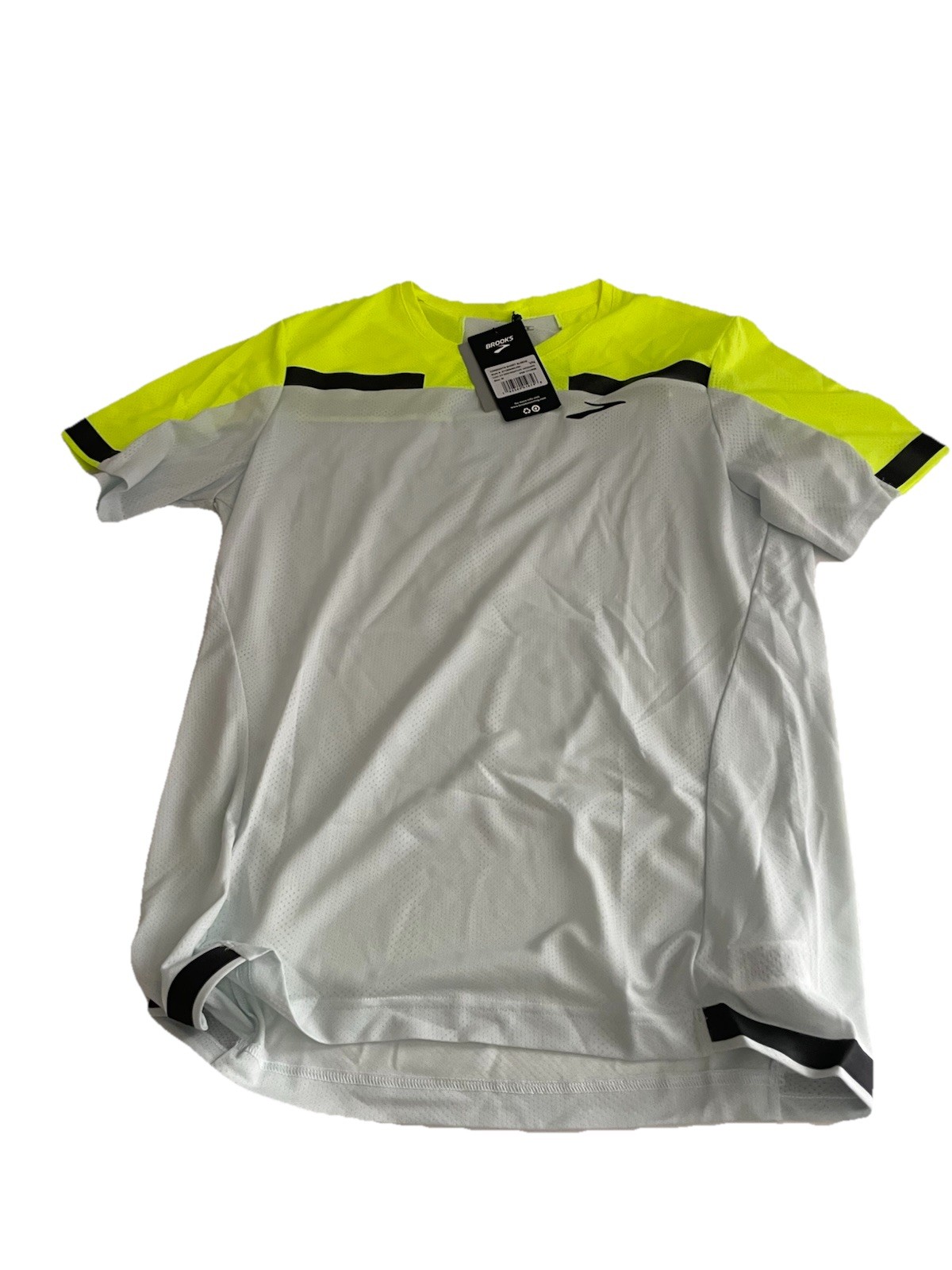 Brooks Mens Carbonite Shirt Medium New High Vis Low Light Reflective Quick Dry
