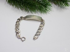 Vintage Panzerarmband Gravurplatte massiv 800 er Silber unisex Silberarmband