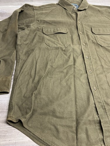 Vintage Woolrich Shirt Mens Sz 2XL Green Work Chamois Western Button Up Flannel - Picture 4 of 11