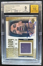 2001-02 Upper Deck Legends Julius Erving Game Used Floor Auto #27/100 BGS 9