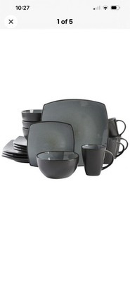 Gibson Soho Lounge Square 16-Piece Dinnerware Set - Eclipse New Open Box