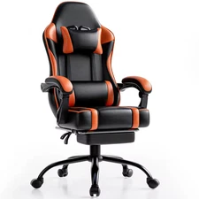 Gaming Chair with Footrest and Massage
