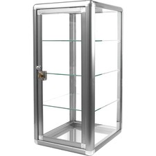 Aluminum Showcase with Mirror Bottom 14x12x27 Inches