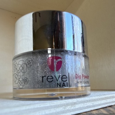 Revel Nail Dip Powder-D47 MAE Silver Glitter Shiny Effect 0.5 oz Slightly Used