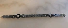 Vintage Sterling Silver 925 Marcasite Link Bracelet 7” Art Deco Style Onyx Rings