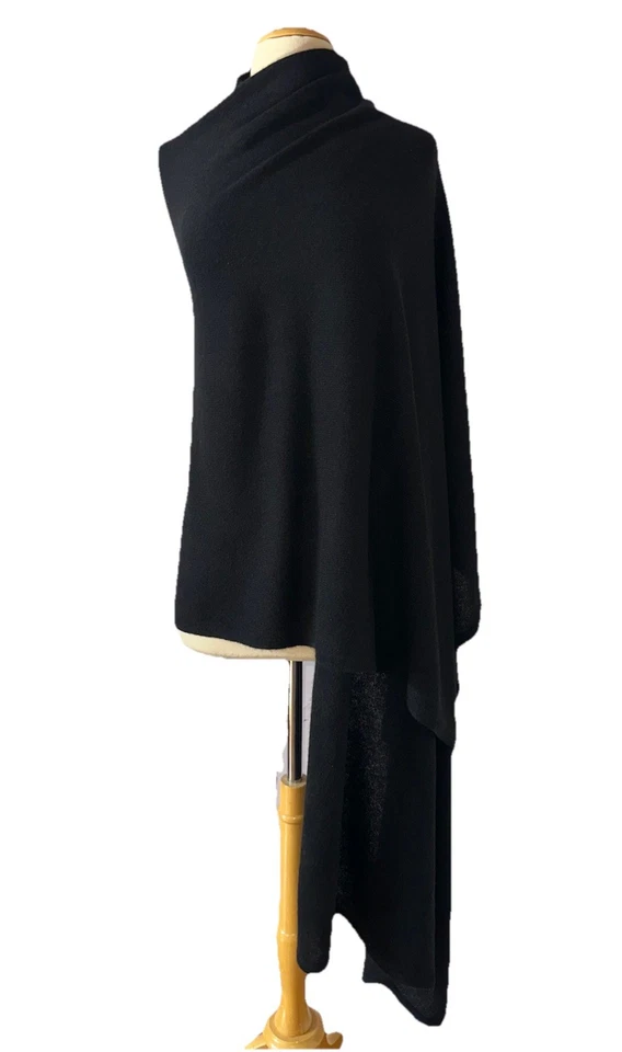 CHARTER CLUB 100 % cachemir bufanda de gran tamaño chal envolvente negro DEFECTO LEER H96 Foto 2 de 4