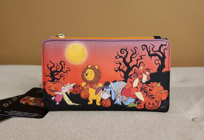 Loungefly Disney Winnie The Pooh Halloween Group Trick or Treat GID Wallet NEW