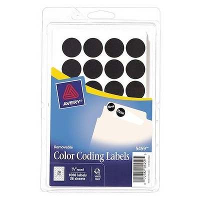 Avery 727825459 Avery  Black Color Coding Labels 5459, 3/4'' Round, Pack Of 1008