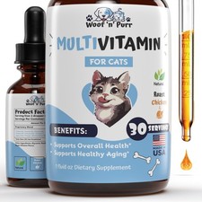 Cat Multivitamin - Promotes Healthy Skin  Coat, Joint Support, Longevity  M...