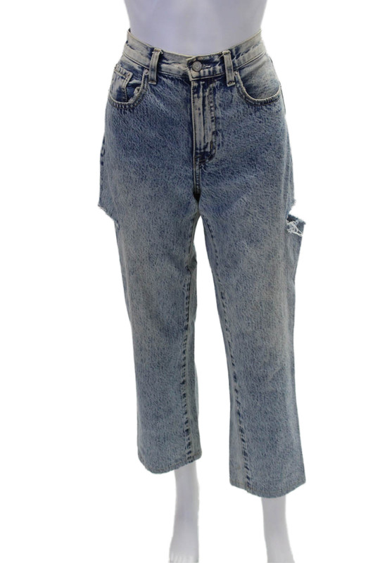 Pistola Womens Cotton Distressed Stonewashed Straight Leg Jeans Blue Size 24