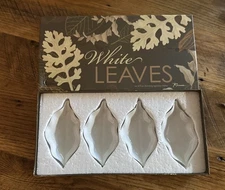 White Leaves Appetizer Dishes Set of 4 Rosanna New Box 4.75 Inches long  White 