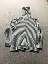 Urban Pipeline Full Zip Sweatshirt Mens XL White Blue Striped Hooded Pockets