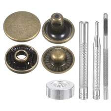 24Set 15mm Leather Snap Fastener Kit 2.72" Long W 4 Install Tools Bronze