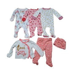 GERBER  CLOUD ISLAND Footed Sleepers 0-3 Months Lot of 4 Pajamas Newborn Girls