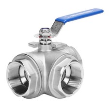 3-Way Ball Valve, T Mounting Pad, Stainless Steel 304 Female Type for Water, ...