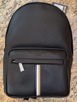 HUGO BOSS $250 RHAE BACKPACK Travel BAG Faux Leather NWT Black AUTHENTIC NEW