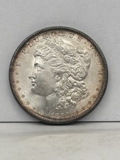 1890 P Morgan Silver Dollar UNC EDGE TONING