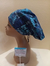 Aesthesia Words Women's Euro/Chef Surgical Scrub Hat/Cap Handmade