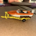 Vintage Lesney Matchbox King Size Boat Trailer and Orange Power Boat 1970