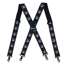 Men's Suspender 1.5/2 Inch Wide Suspenders Full Elastic X 1.5 inch 1.5 Skull