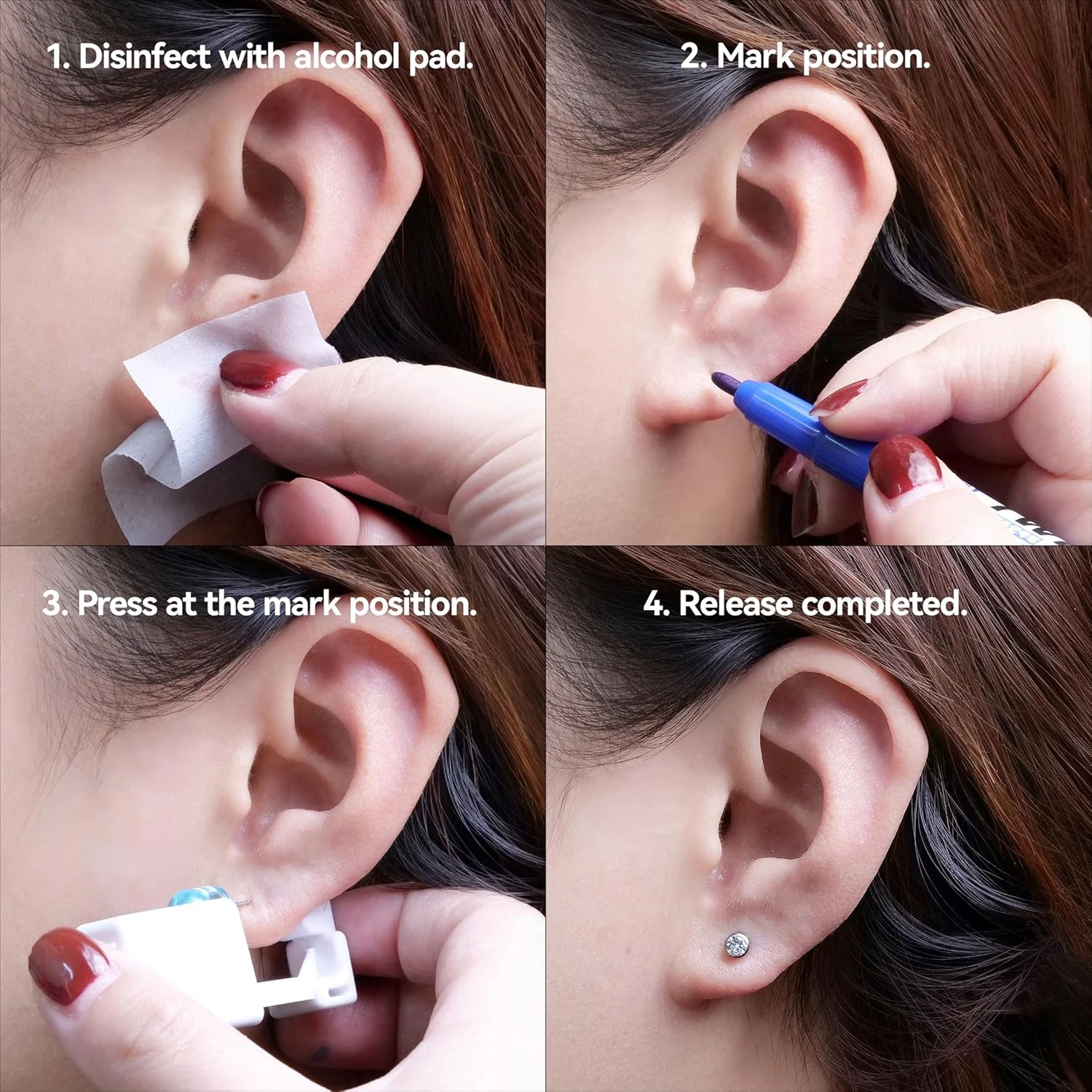 Ear Piercing Kit Titanium G23, Disposable Ear Piercing Gun Kit with F136 Medical image 3