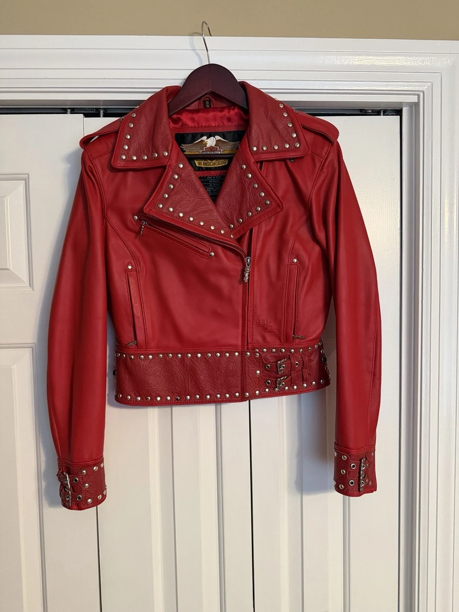 Harley Davidson レザーライダースジャケット レッド Harley-Davidson Leather Outer Shell Red Coats, Jackets & Vests for