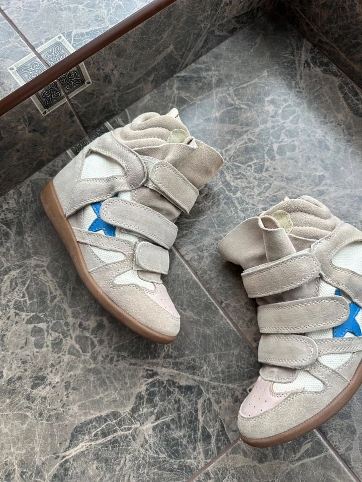 Isabel Marant Bekett Zapatillas Cuña Beige Gamuza Tacón Talla 6 EE. UU. Foto 3 de 4
