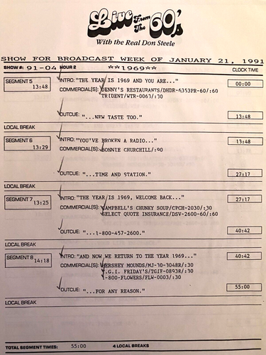 1/21/91 LIVE FROM THE 60's WITH THE REAL DON STEELE, ONE FULL HOUR OF 63, 65, 69 - Picture 4 of 5
