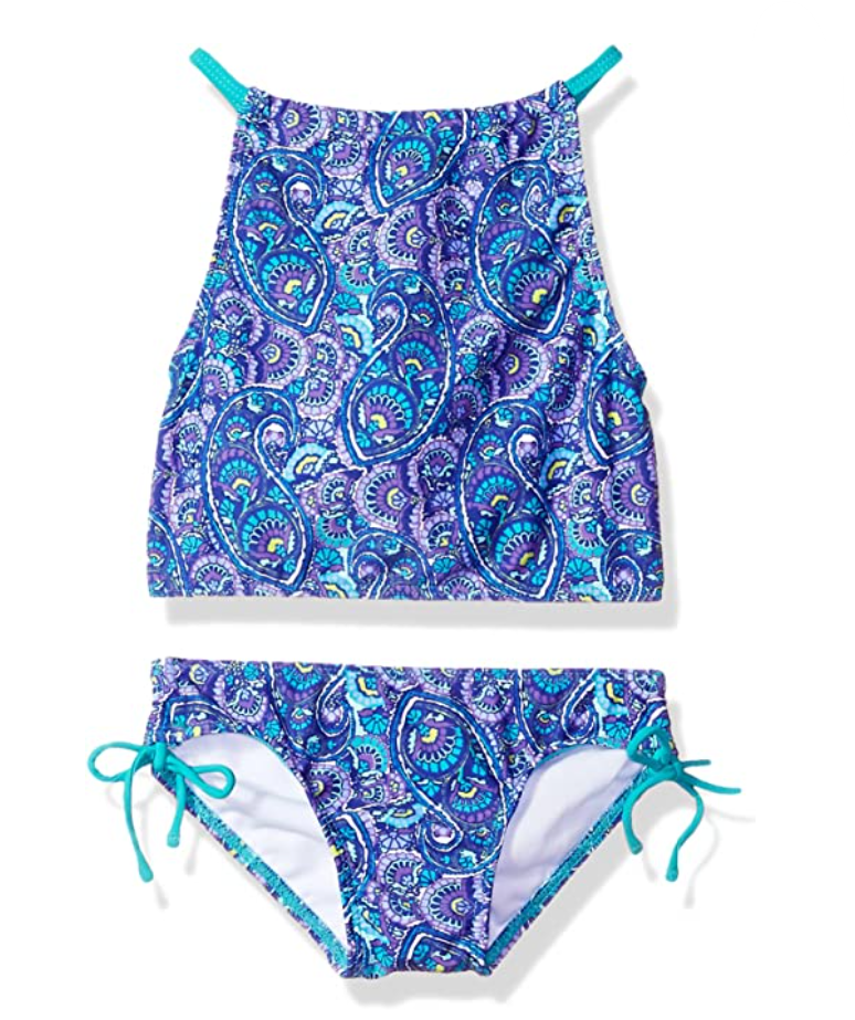 Kaya♡14kgf Kanu Kids Girls Side Tie Two Piece Tankini Swimsuit