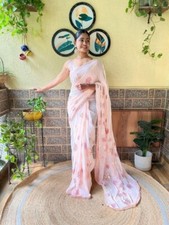 NEW SAREE BLOUSE NEW SARI INDIAN WEDDING DESIGNER BOLLYWOOD PAKISTANI PARTY WEAR