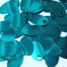 Large Hole Oval Sequin 1.25" Rich Teal Green Metallic Paillettes. Made in USA