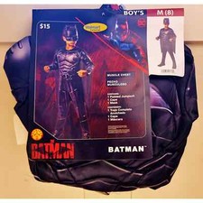 The Batman Costume Boys M 8 3pc Muscle Chest Rubies Halloween Dress-Up NEW