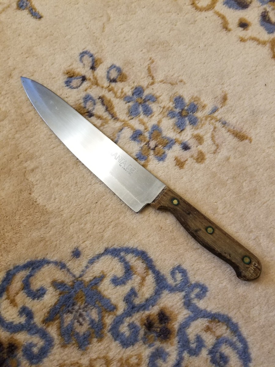 Vintage SANTA FE Chef Knife No Stain Steel IC Japan Cutlery Wood