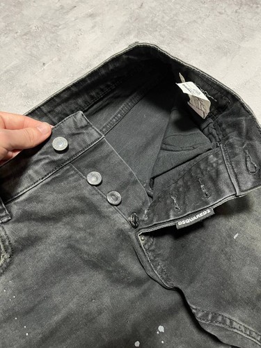 Dsquared2 Biker Painted Distressed Jeans Black Pants Size 44 Italy - Picture 8 of 13
