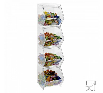 E-659 PCR-D Porta caramelle da banco o da parete in plexiglass trasparente CON
