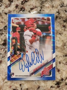 2021 Topps Chrome Dylan Carlson Blue Wave Refractor RC Auto /150 Cardinals Rooki