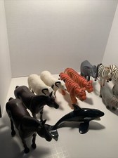12 Animals Figures Toys Wild Zoo Plastic Jungle Animals Mixed Lot