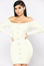 Fashion Nova Jacklyn Off Shoulder Mini Dress - Oatmeal