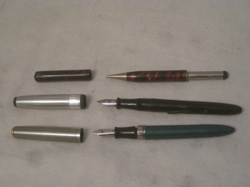 Stylo Plume Vintage Wearever Cardinal + Crayon Mécanique Style Marbre - Occasion