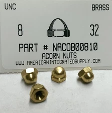 #8-32 Acorn Cap Nuts Solid Brass (20)