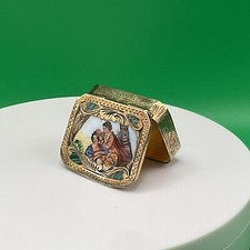 Antique Highly Detailed Enabled Pill Box 800 Silver Made In Italy