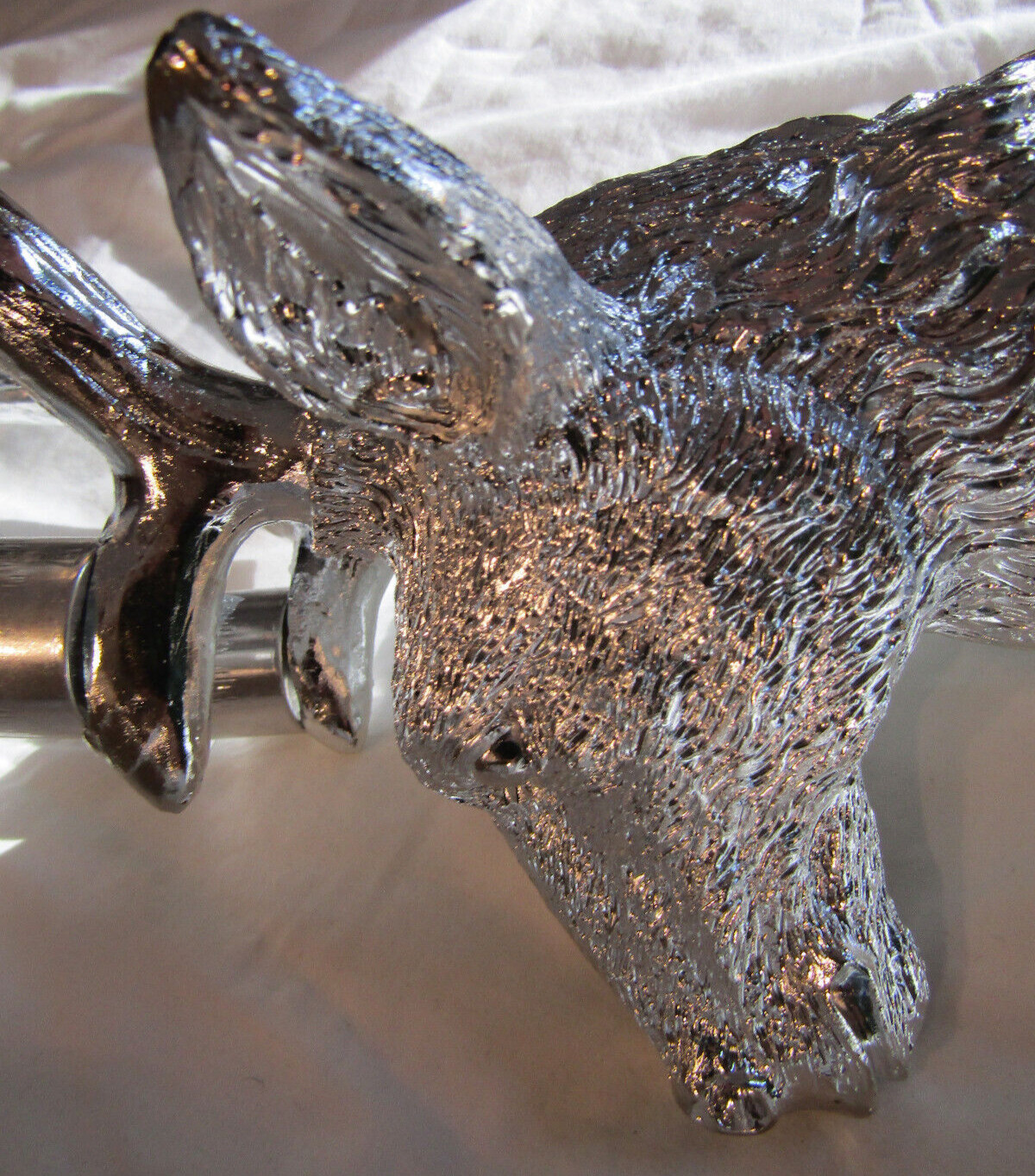 Stag/Deer Head & Antlers 4-Candlestick Holder Silver Tone Reindeer